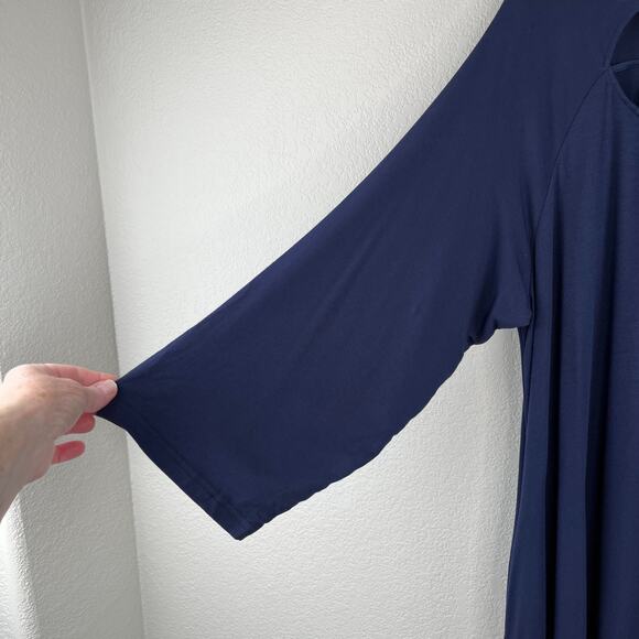 White Mark Criss Cross Neck Navy Blue Relaxed Fit Swing Midi Dress Plus 3XL NWT - Picture 8 of 13